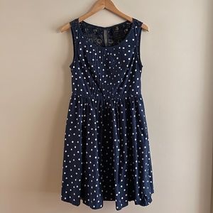 JESSAMINE Fit-And-Flare Polka Dot Dress Navy Sz Medium